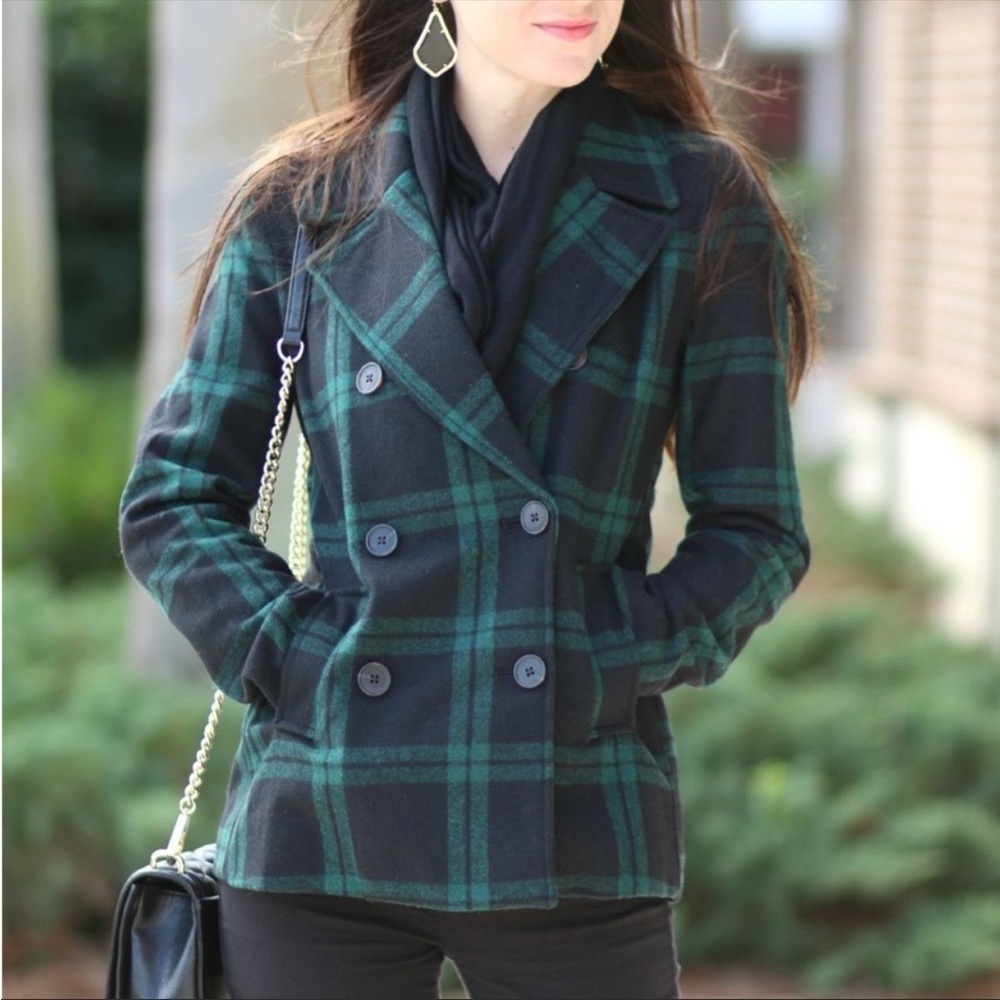 Old Navy Plaid pea coat small